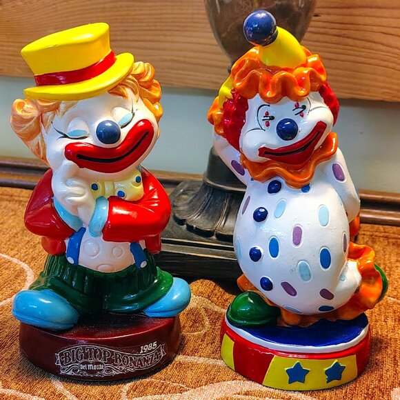 VTG Set of 2 Del Monte Big Top Bonanza Clown Piggy Bank Banks 1985 - Picture 1 of 5